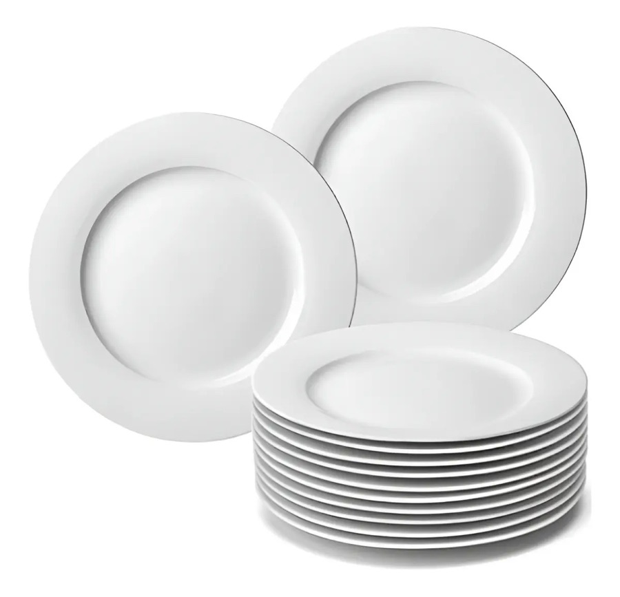 Kit 12 Prato De Sobremesa Em Melamina 18cm Branco - Bestfer