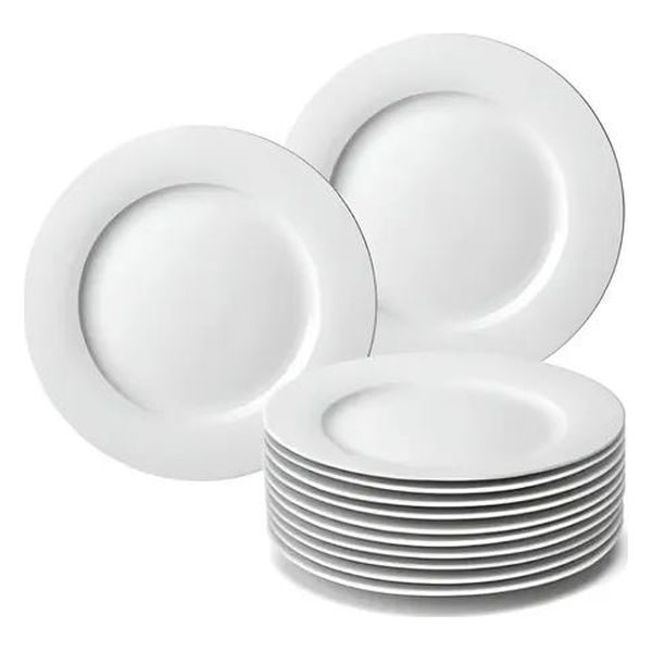 Kit 12 Prato De Sobremesa Em Melamina 18cm Branco - Bestfer