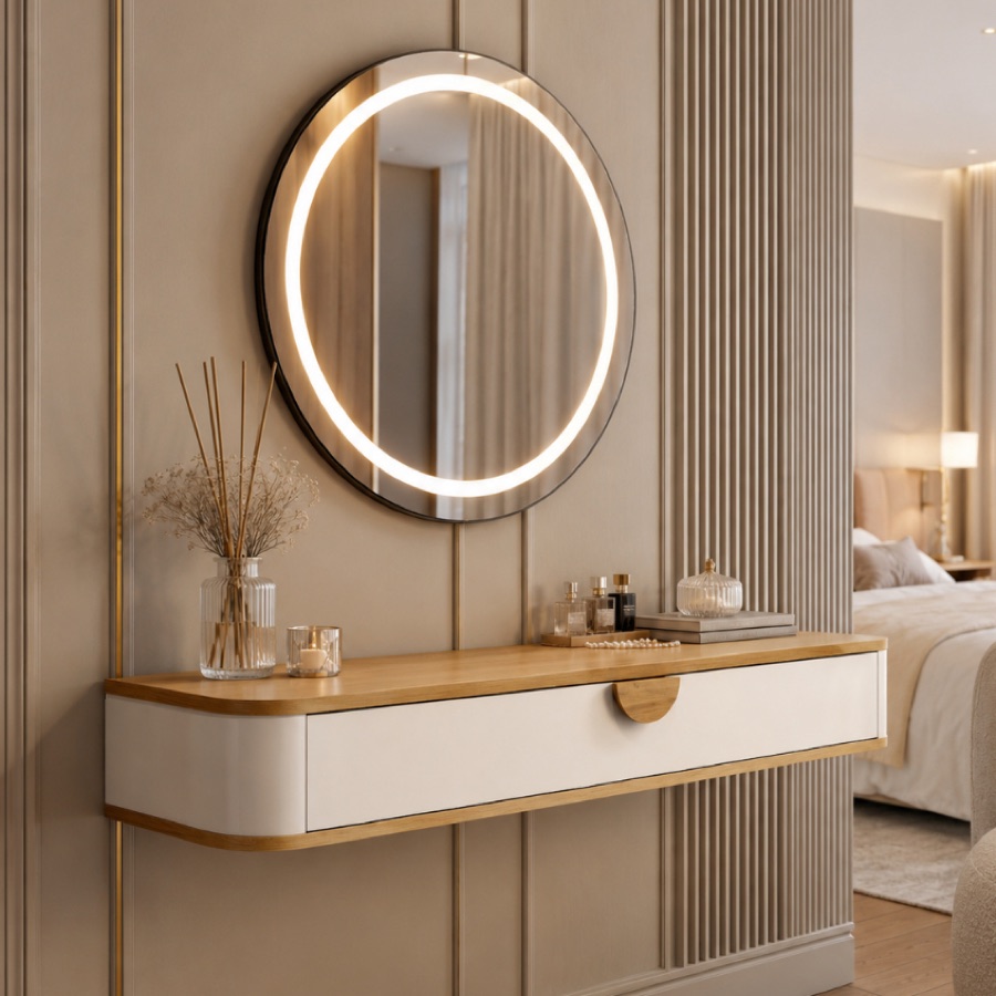 Penteadeira Suspensa Camarim com Gaveta Multifuncional para Quarto Organizador Decorativa Retrô MDF
