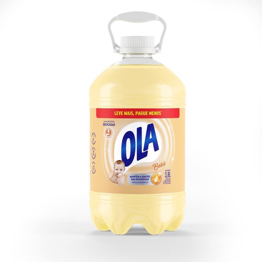 Ola Bebê Sabão Líquido para Roupas Finas e Delicadas, 3,8L