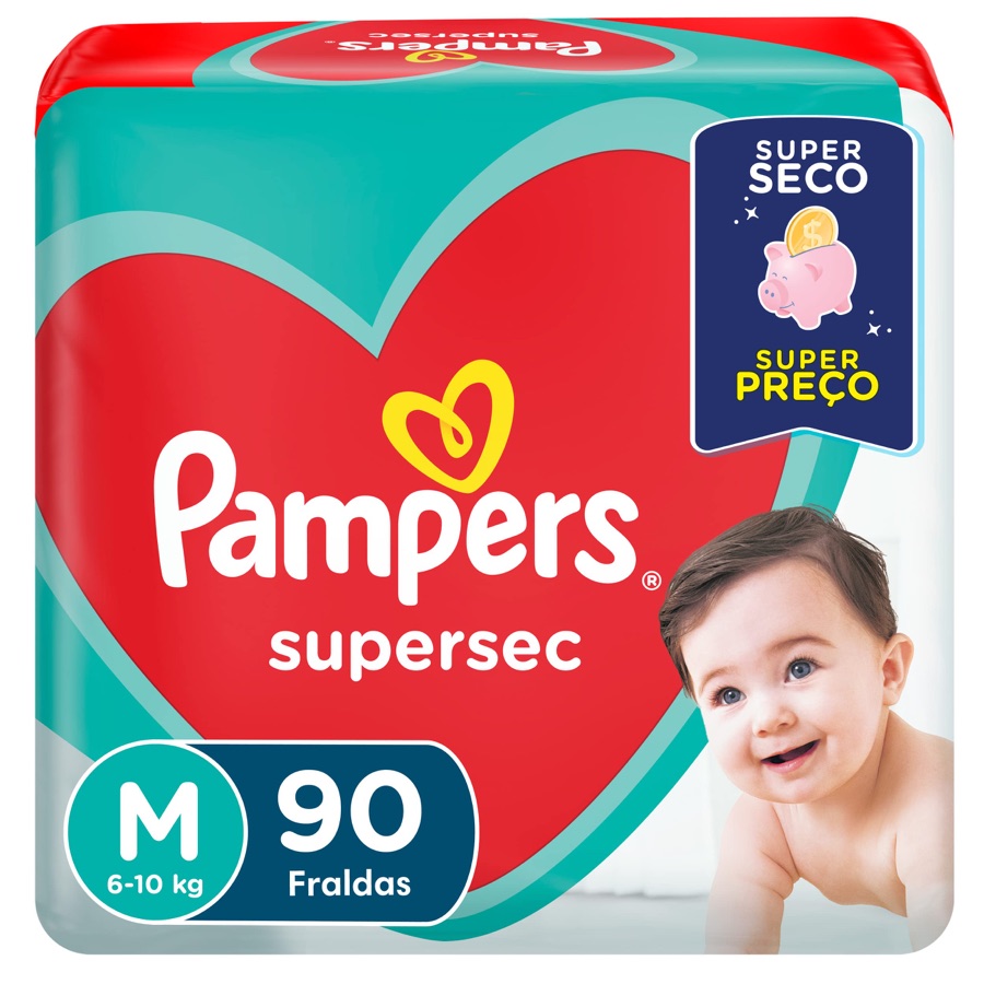 Fralda Pampers Supersequinha Tamanho M 90 Unidades
