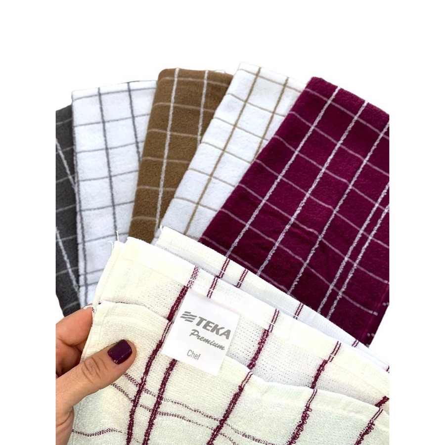 Kit com Pano de Prato Atoalhado TEKA Chef 100% Algodão