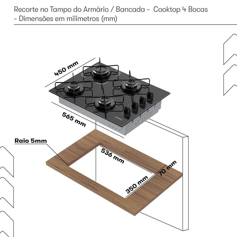 Cooktop 4 Bocas Itatiaia Essencial com Mesa de Vidro Temperado e Acendimento Automático Preto Bivolt