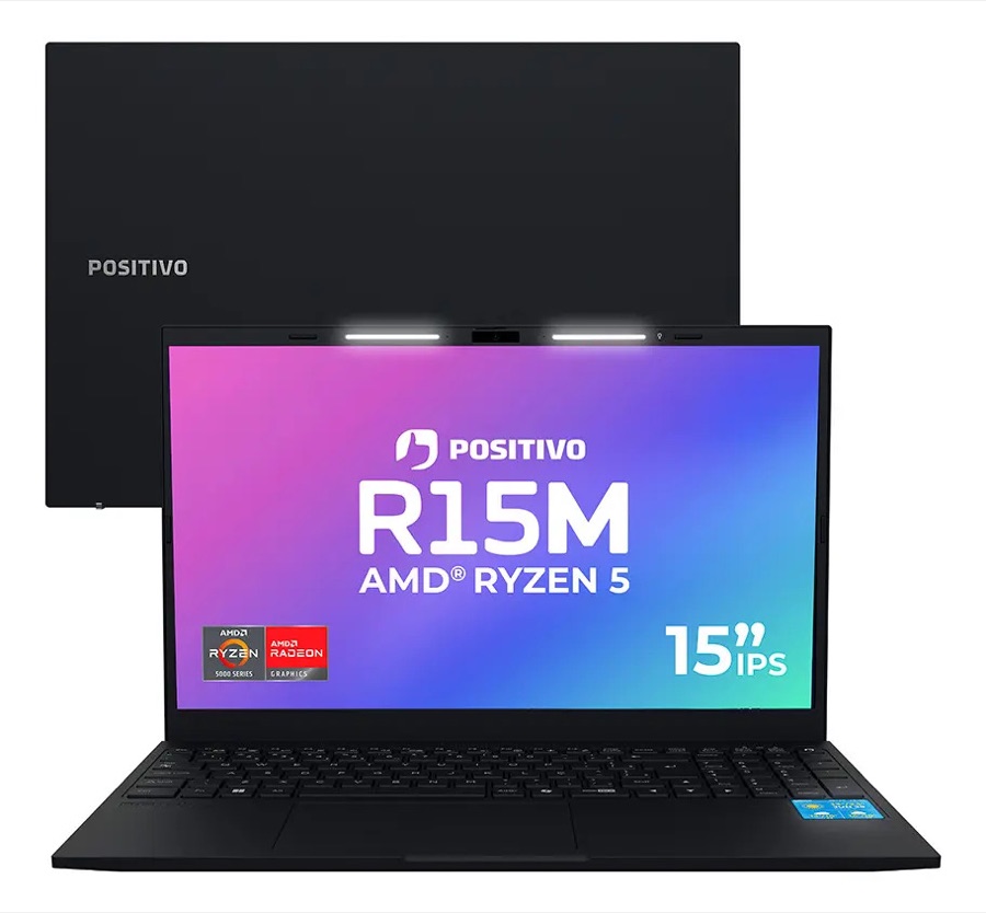 Notebook Positivo Vision R15M AMD Ryzen 5-5625U Linux 8GB RAM 256GB SSD Wi-Fi 6 Tela 15” Full HD IPS Antirreflexo - Minitela 1,54" - Lumina 