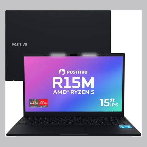 Notebook Positivo Vision R15M AMD Ryzen 5-5625U Linux 8GB RAM 256GB SSD Wi-Fi 6 Tela 15” Full HD IPS Antirreflexo - Minitela 1,54" - Lumina 