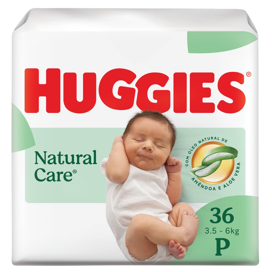 Fralda Huggies Natural Care P com 36 unidades