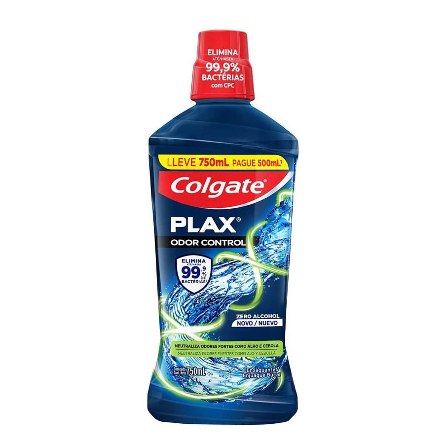 Colgate Plax Odor Control Enxaguante Bucal Sem Álcool, 750ml