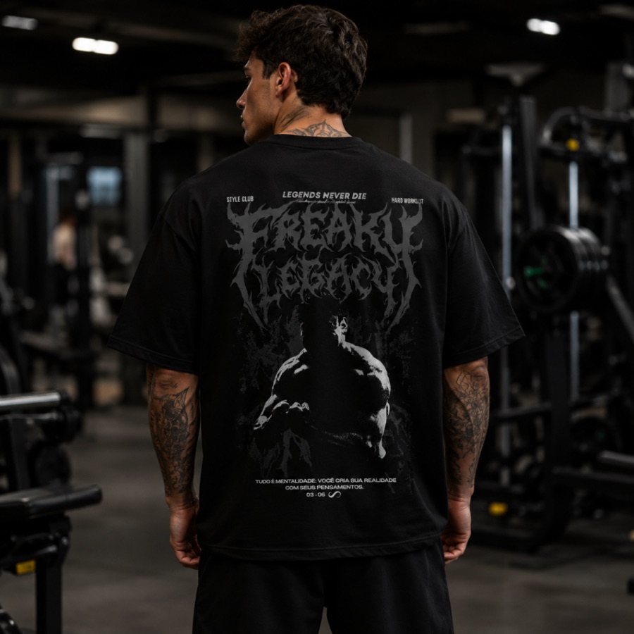 Camiseta Oversized Legacy Season Ganley Streetwear Academia 100% Algodão Camisa Estampada Casual Premium Gym