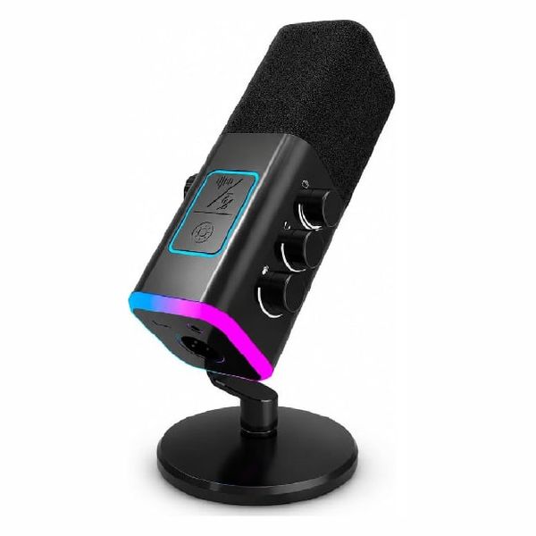 Microfone dinâmico USB/XLR para gravação de podcast,microfone streaming para jogos de computador com RGB,botão de mudo,conector para fones d