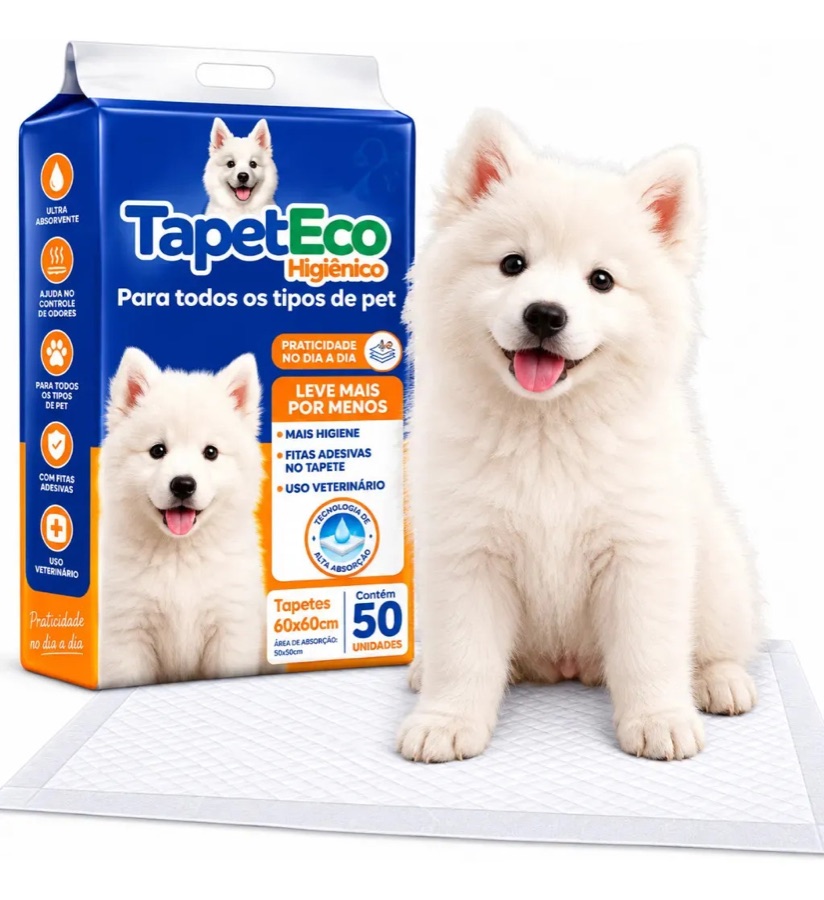 Tapete Higiênico Pet 50 Unidades 60x60 Descartável Cão Gato
