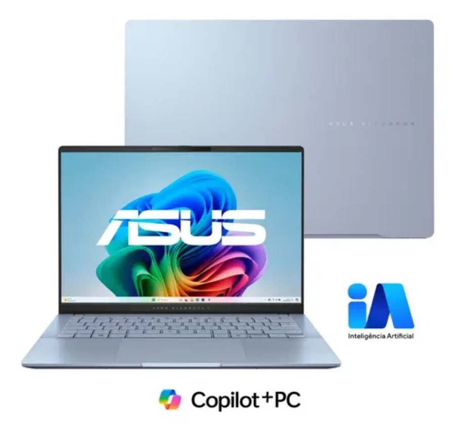 Notebook ASUS Vivobook S 14 S5406SA Copilot+ PC Intel Core Ultra 7 256 V 16GB RAM 512GB SSD Windows 11 Home 14" OLED Mist Blue QD299W