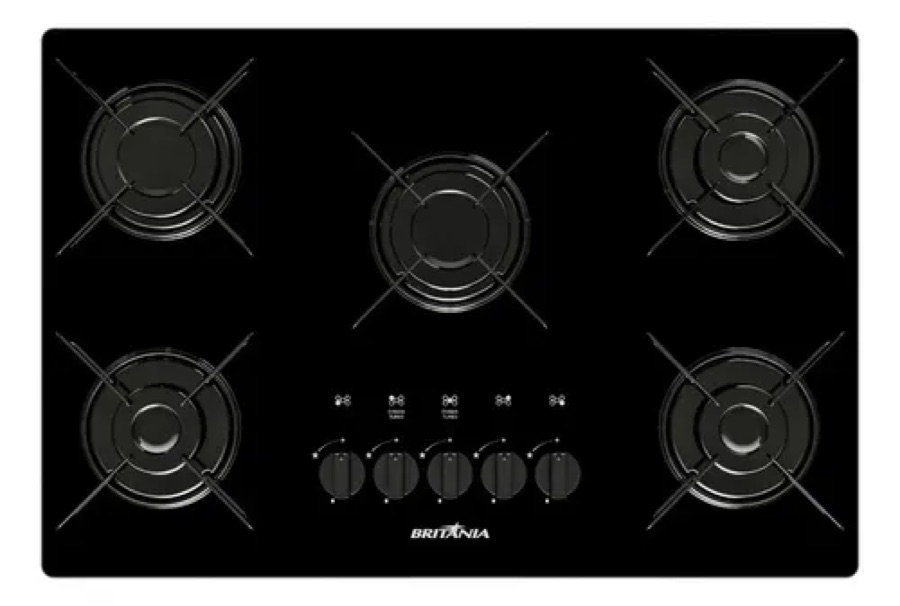 Cooktop 5 Bocas a Gás Britânia Bivolt BCT05A