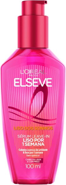 L'Oréal Paris Elseve Sérum Leave-in Liso dos Sonhos com Tecnologia Ativada por Calor, Antifrizz, Protetor Térmico e Barreira Contra Umidade,