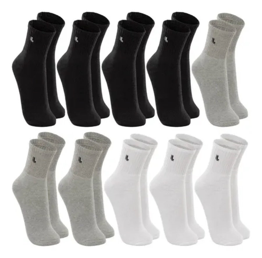Kit 10 Pares Meias Lupo Cano Médio Alto Academia Original