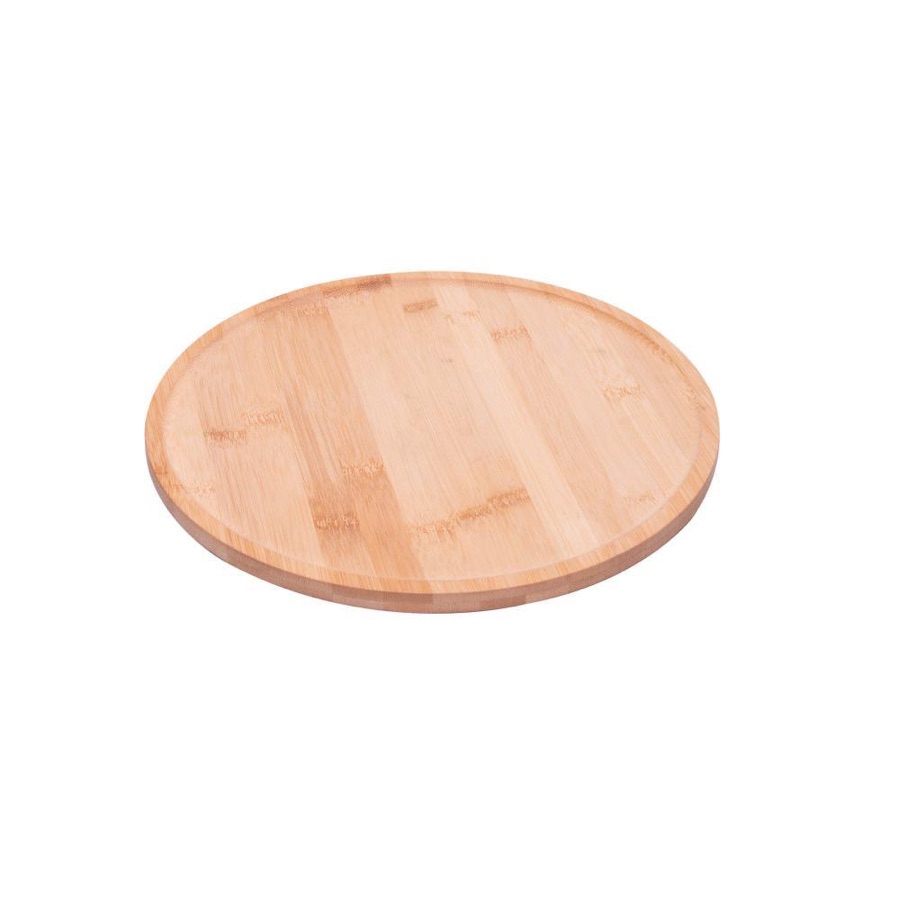 Tábua Giratória Lyor Redonda 30cm Bambu Natural para Servir Queijos Petiscos Aperitivos Mesa Posta Cozinha e Decoração