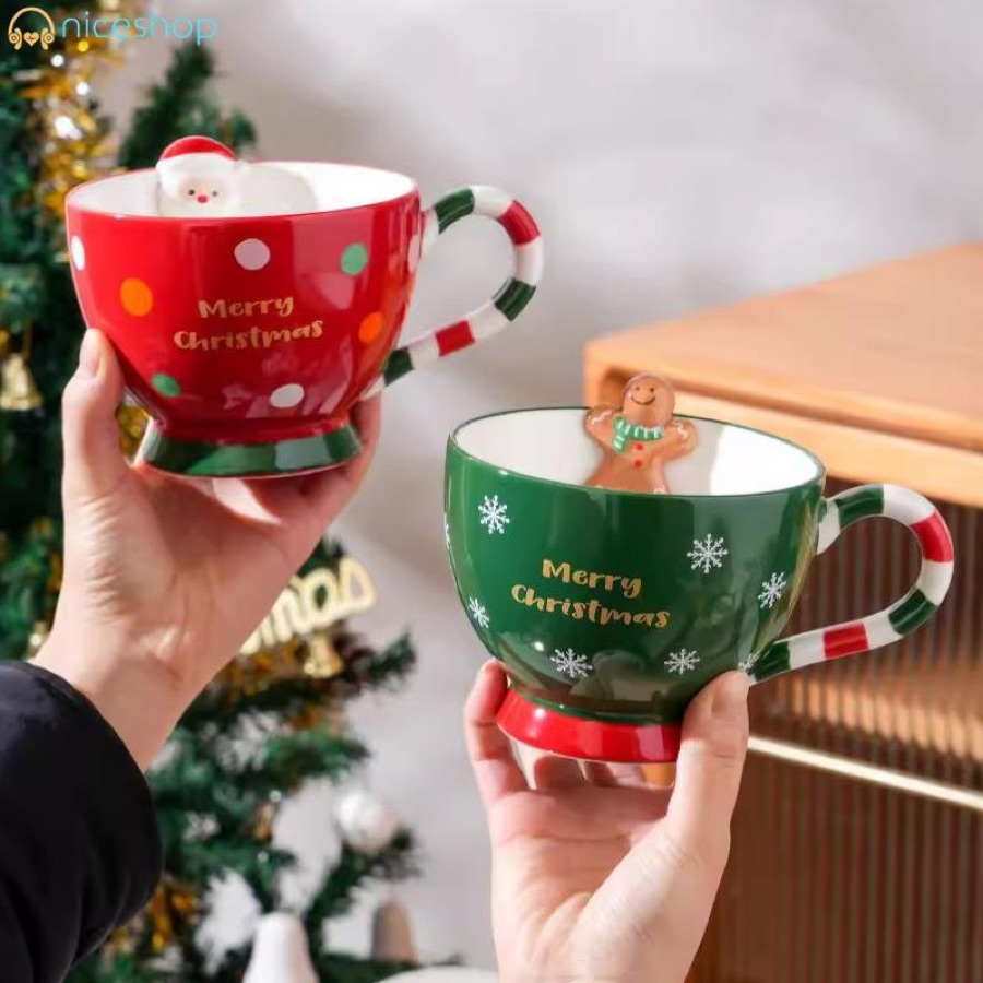 Tigela De Natal 500ml Caneca De Papai Noel Biscoito De Gengibre