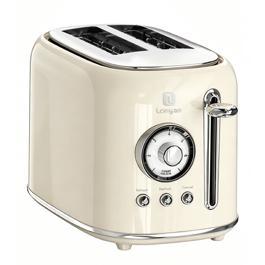 Torradeira 800W LONYAN 220V 7 Níveis Antiaderente Aço Inox Desligamento Automático Bandeja Coletora Café Manhã