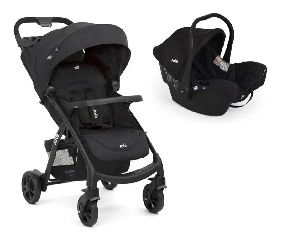 Carrinho De Bebê Com Bebê Conforto Muze E Juva - Joie Cor Preto Coal Chassi Preto