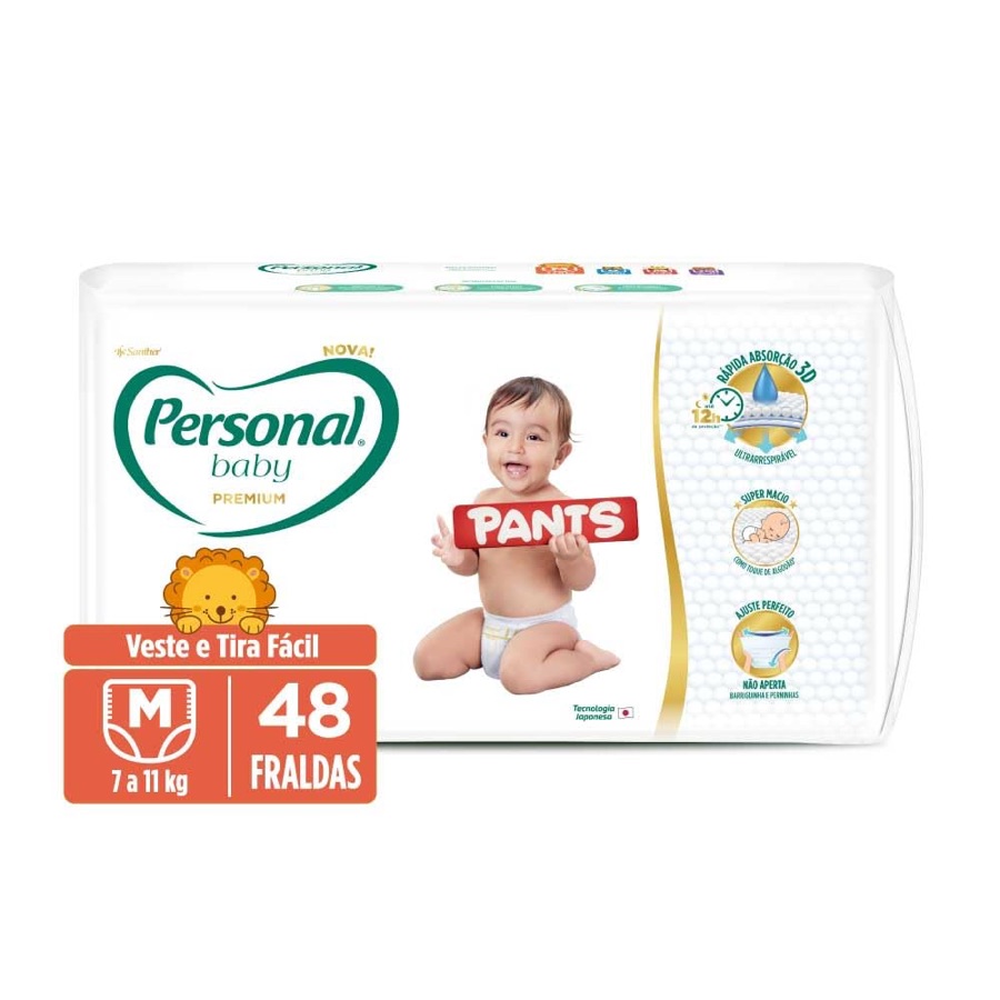 Personal Fralda Baby Premium Pants M, 48 Unidades