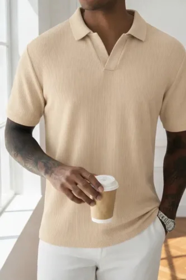 Camiseta Gola Polo Masculina Texturizada Premium Plus Clout Off-white M