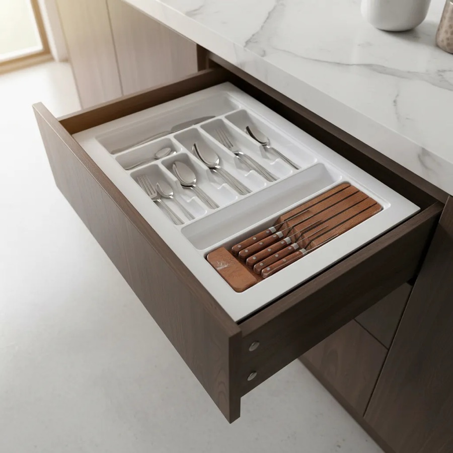Divisor Talher Organizador Og-148 Faqueiro Reforçado Cozinha Cinza Metalizado