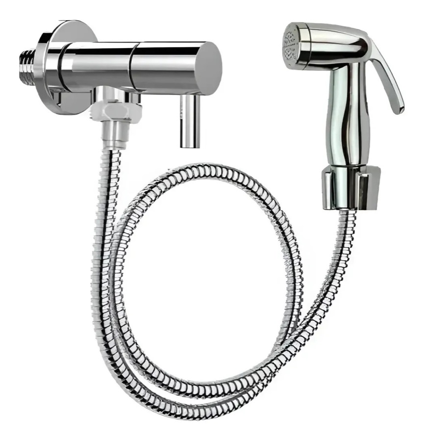 Ducha Higiênica Registro Aço Inox Super Luxo 1/4 Volta