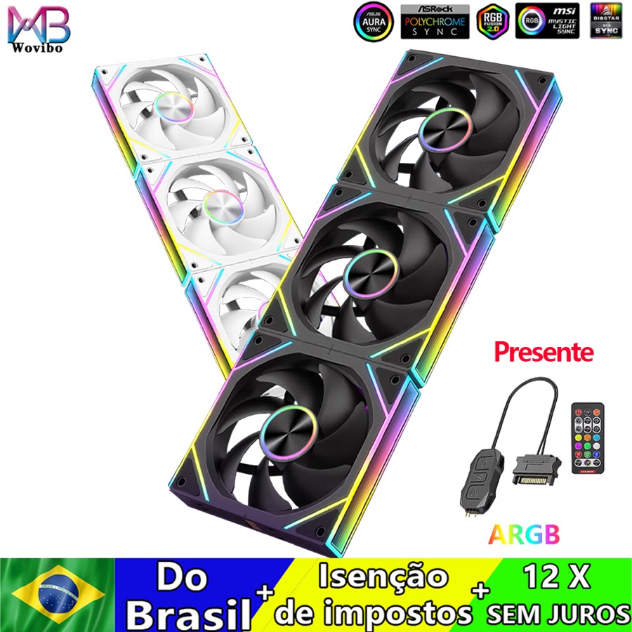 Kit Fan Magnética Wovibo 120mm Uni Fan Cooling Fans Cooler ARGB RGB PC Computer Case Ventilador Wireless Splicing Infinity unifan