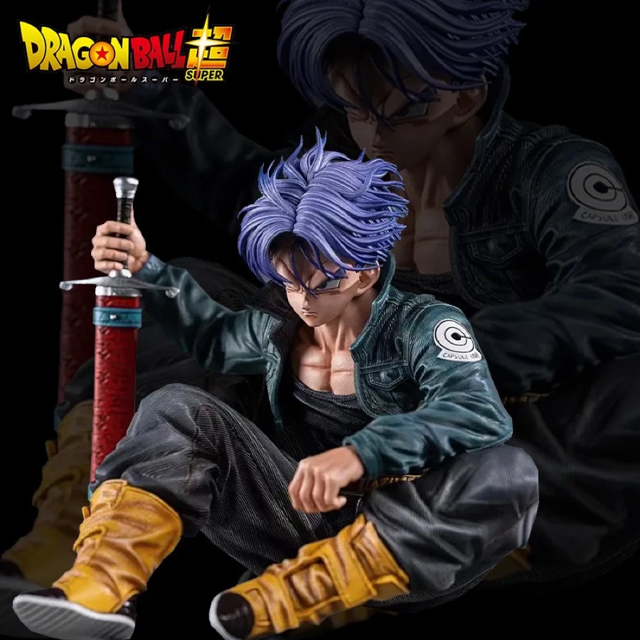 10cm dragon ball troncos figura de ação anime super saiyan posição sentada torankusu estatueta boneca estátua ornamentos pvc modelo brinqued