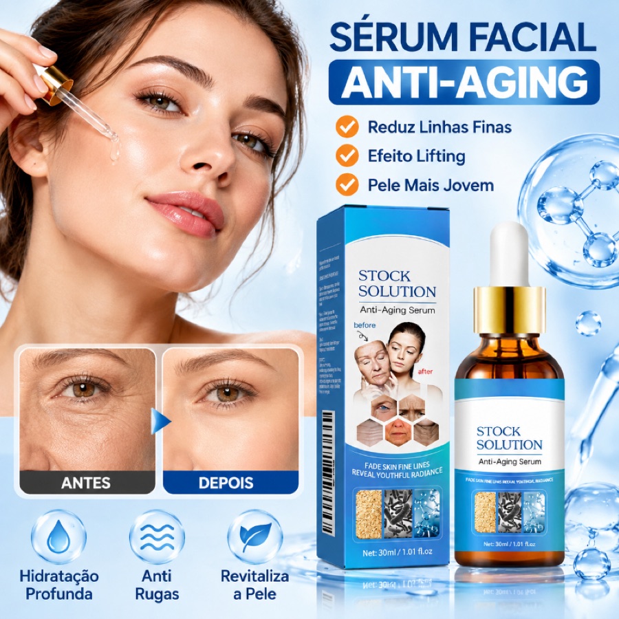 Sérum Facial Anti Idade Anti Aging 30ml Anti Rugas Rejuvenescedor Firmador Lifting Reduz Linhas Finas Para Rosto