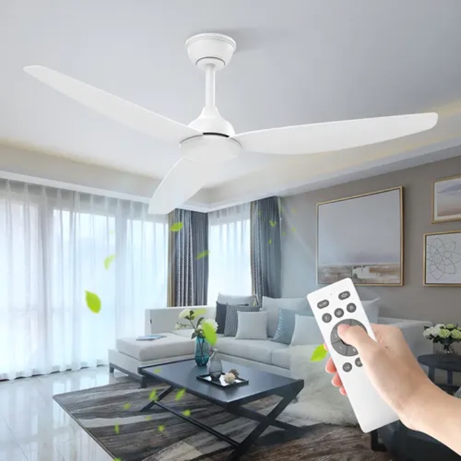Ventilador de Teto FANSVENTO 52" com 3 Pás ABS, Motor DC Silencioso e Controle Remoto