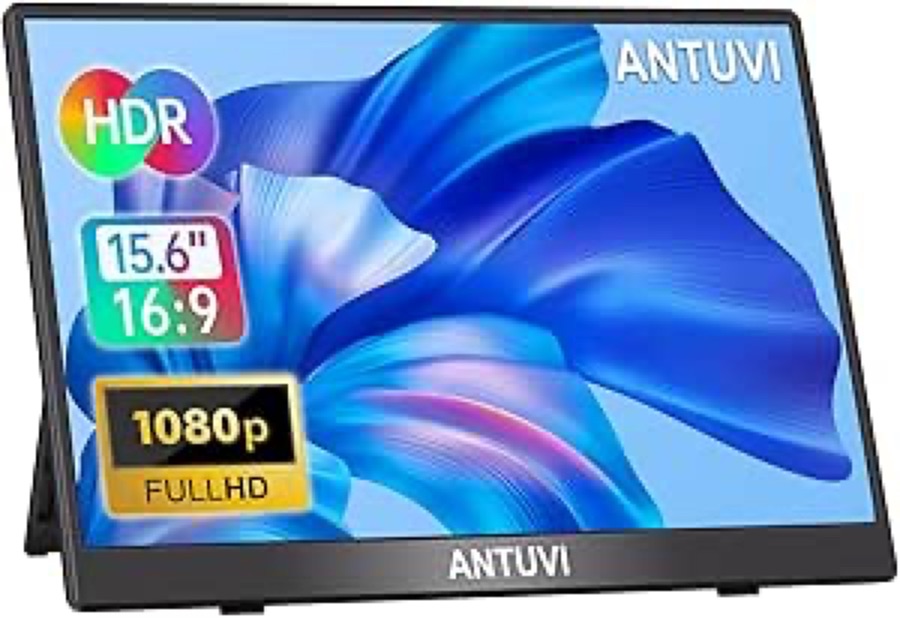 ANTUVI Monitor Portátil 15.6'', 1080P, MINI Segunda de Notebook Extensor De Tela, Ultra-Slim e portátil, com alto-falante de pé, Adequado pa