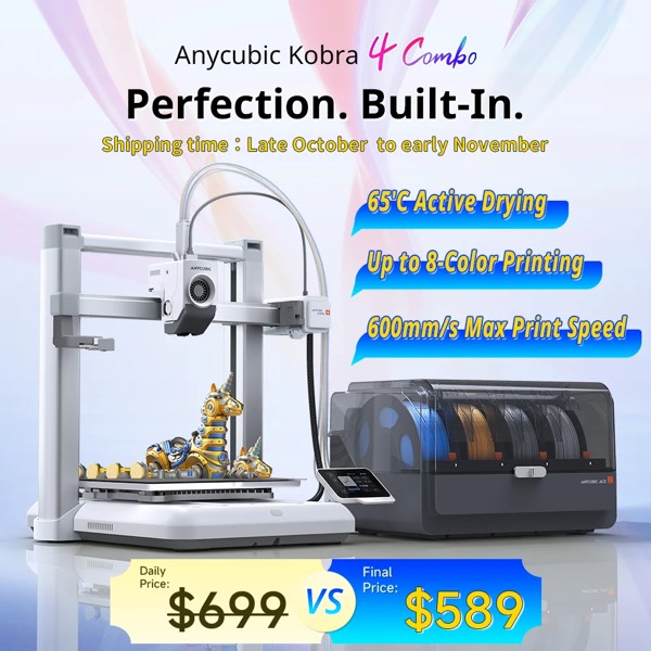 Impressora 3D Kobra 4 600mm/s, 8 Cores, FDM