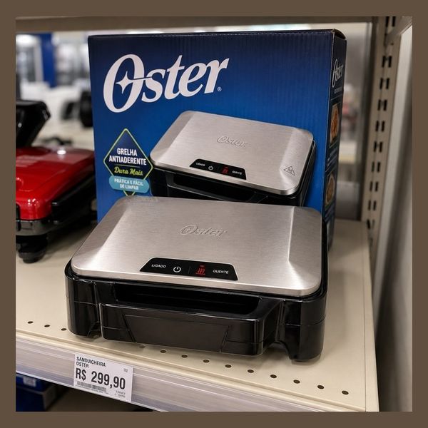Sanduicheira Oster 220V 1000W Multiuso Inox OSAN500