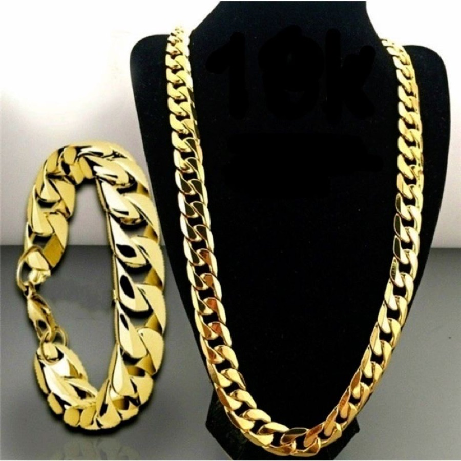Kit Pulseira 22cm mais colar 18K aço inoxidável