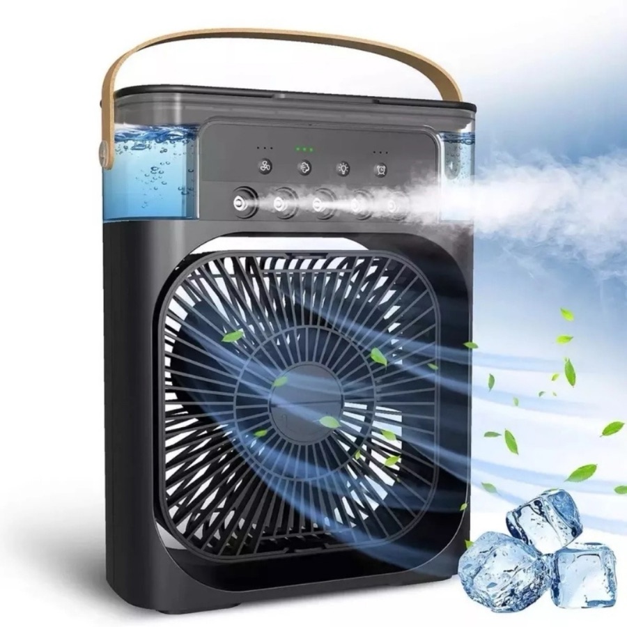 Mini Ventilador Climatizador Ar CondicionadoUmidificador Portátil USB Led Quarto Sala Escritório
