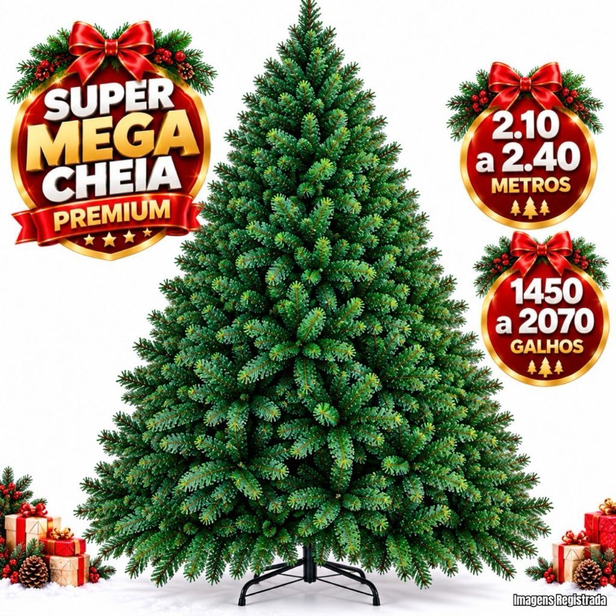 Arvore De Natal 2,10 a 2,40 Metros 1150/1450/1800/1550/2070 Galhos Cheia Luxo Premium Lançamento 2026