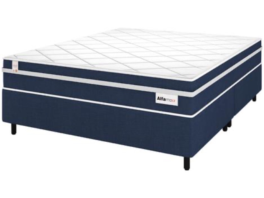 Cama Box Queen Plumatex com Colchão de Molas Ensacadas Alfa Maxx