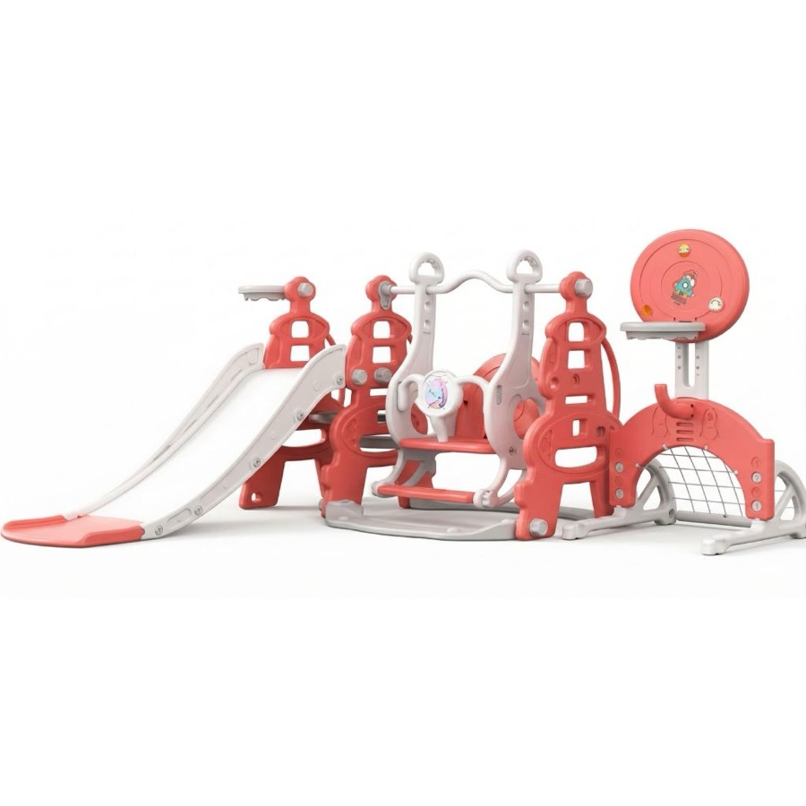 Playground Infantil Brinquedo Multifunções 6x1 Escorregador com Balanço Cesta de Basquete e Gol